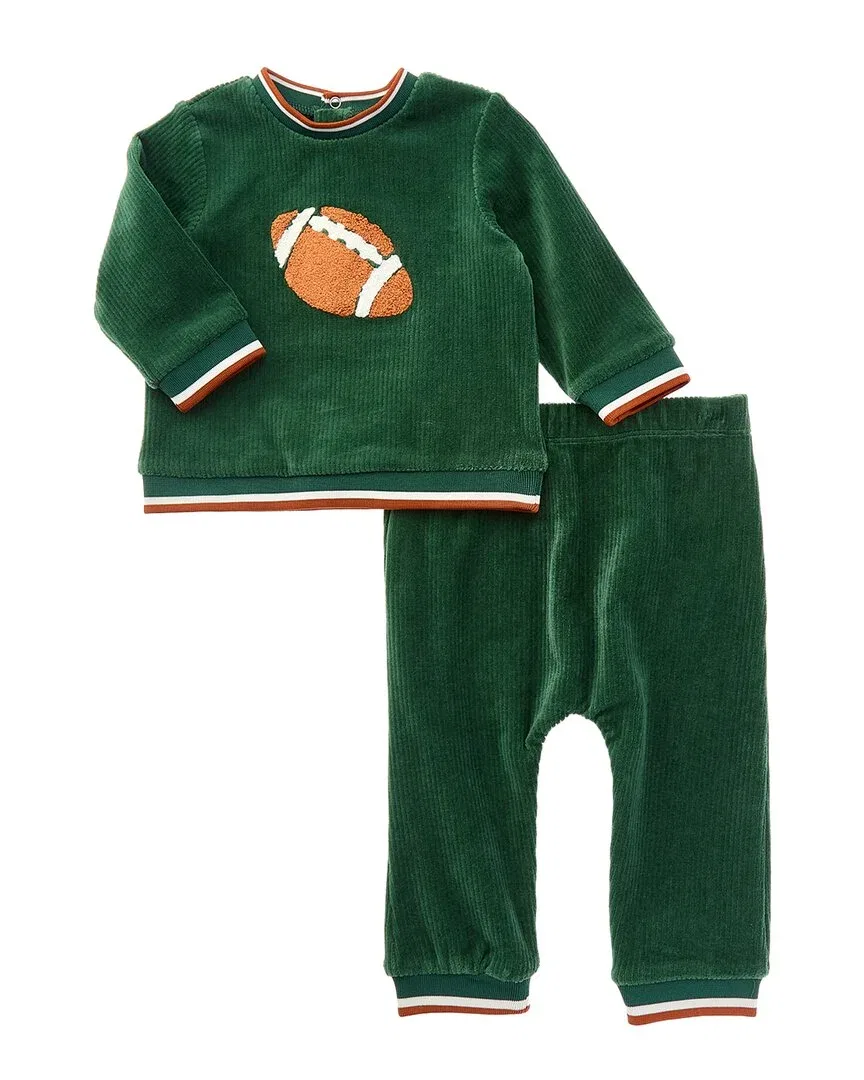 Детский комплект одежды с вышивкой Little Me Football Set, зеленый
