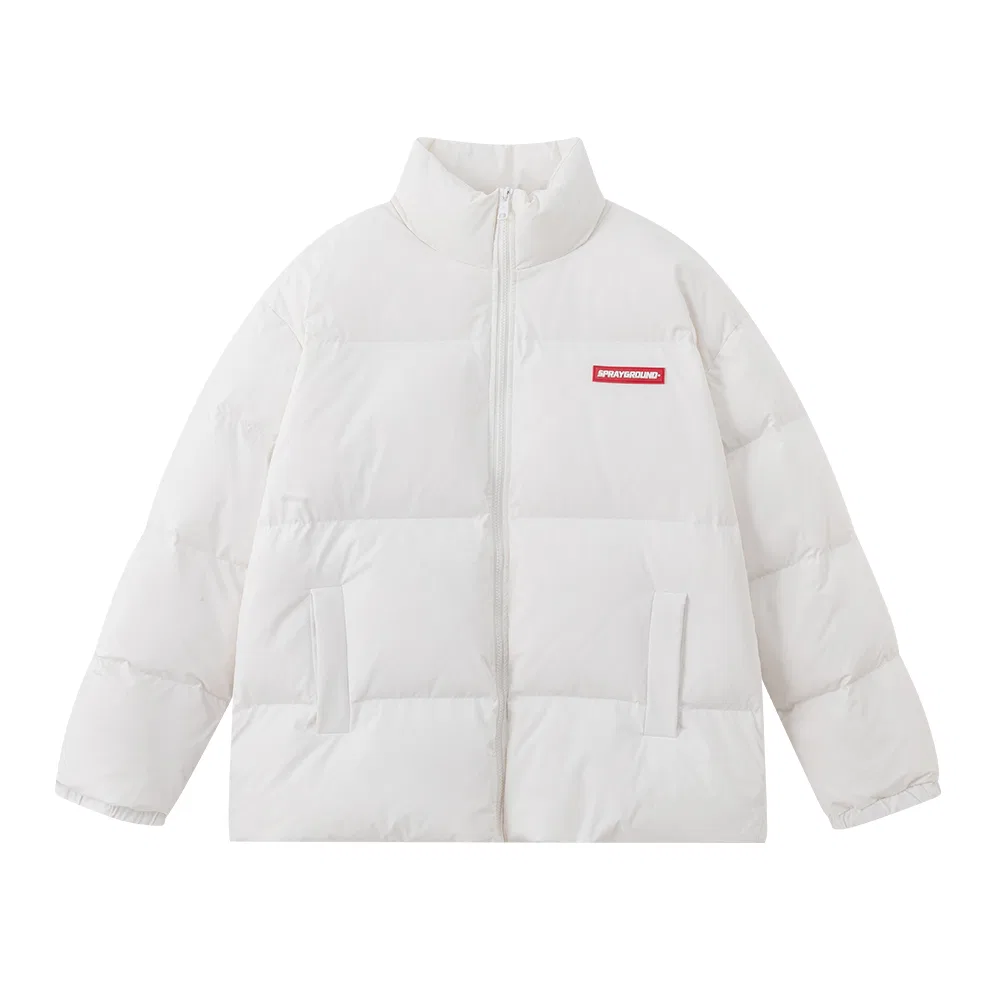 Детская пуховая куртка с воротником-стойкой SPRAYGROUND, Raw White — фото 4