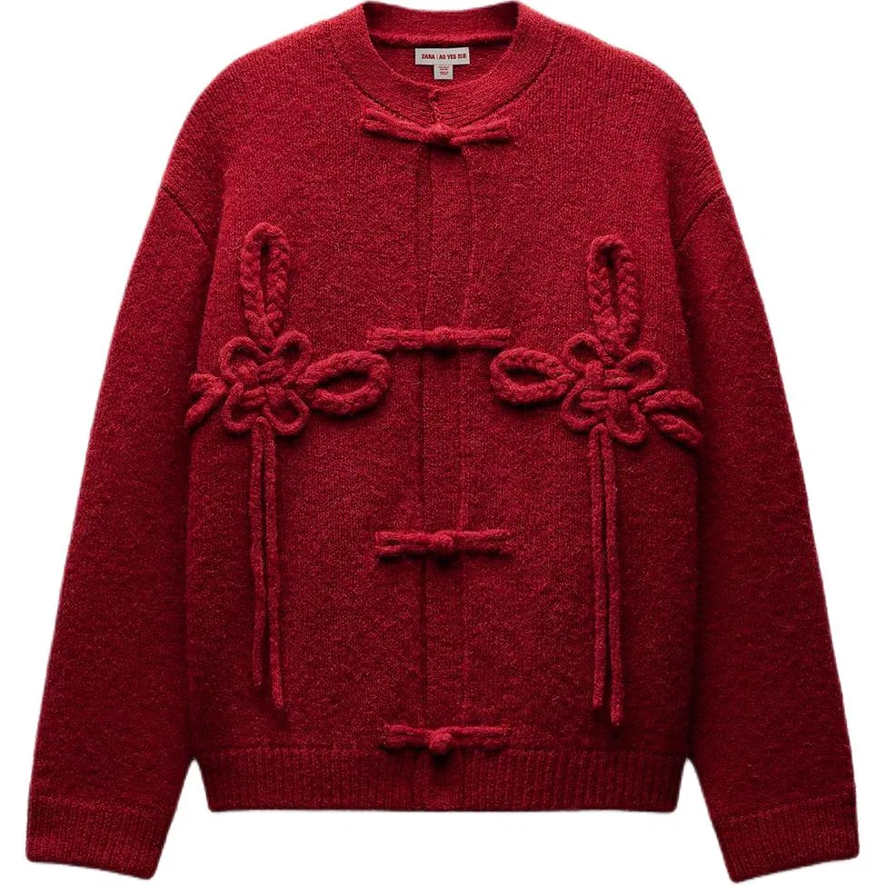 Женский свитер с длинным рукавом AO YES, ZARA, Red