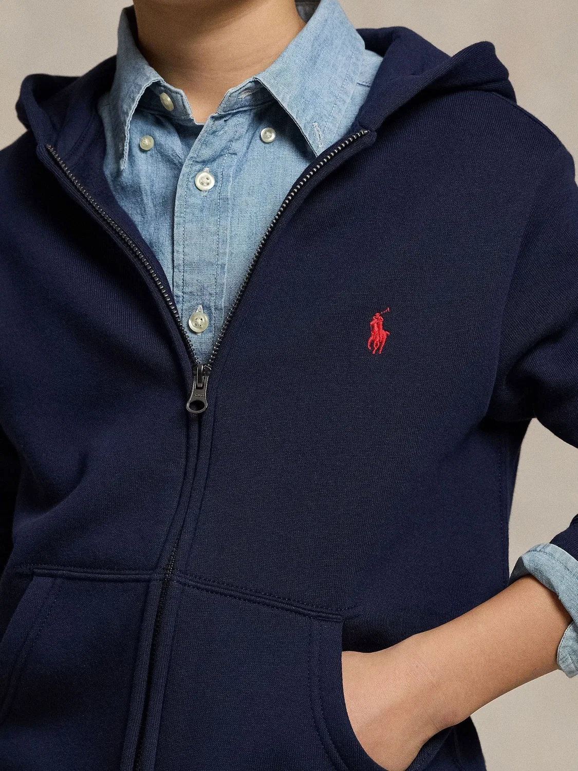 Худи на молнии Polo Ralph Lauren, синий — фото 3