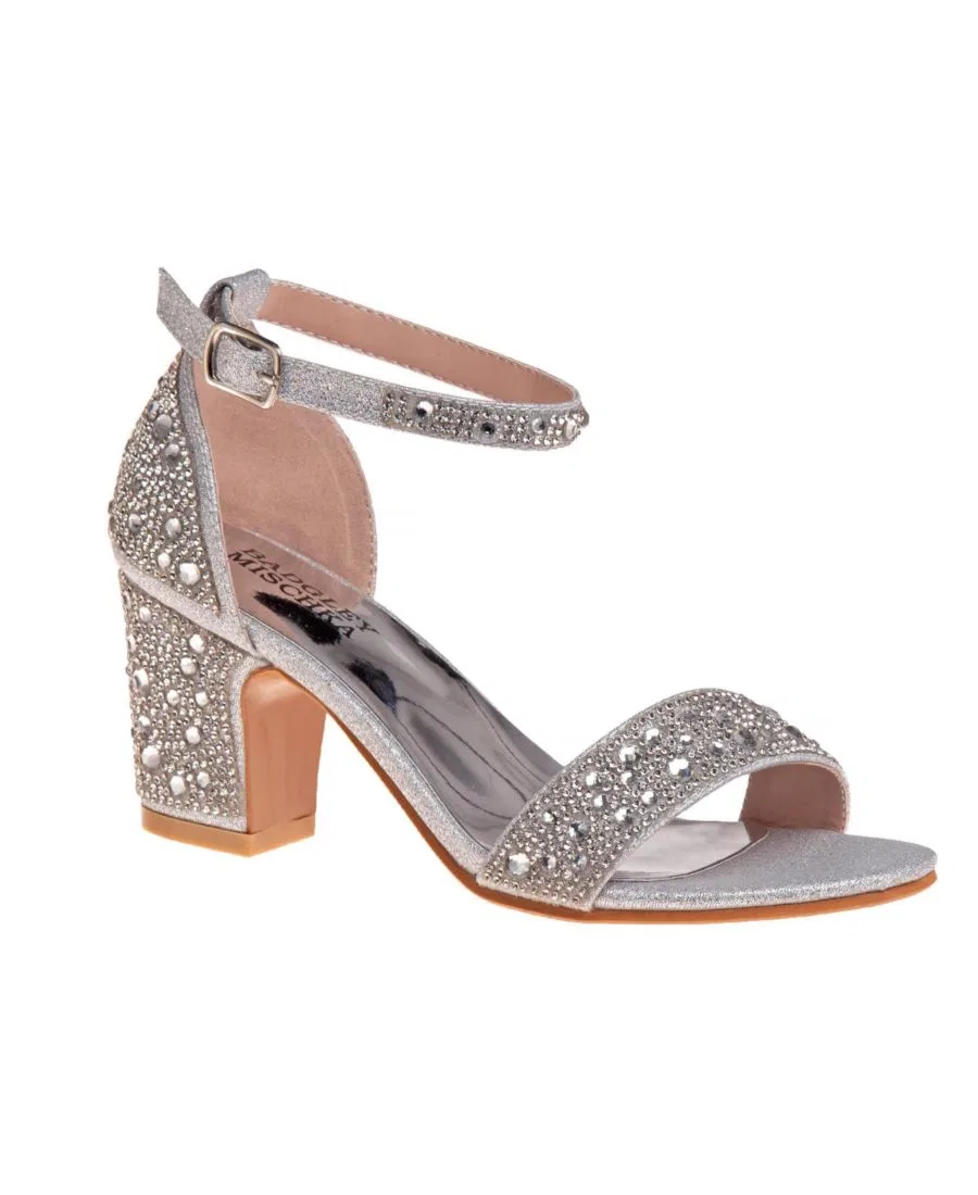 Туфли-лодочки на низком каблуке с пряжкой Badgley Mischka, Silver