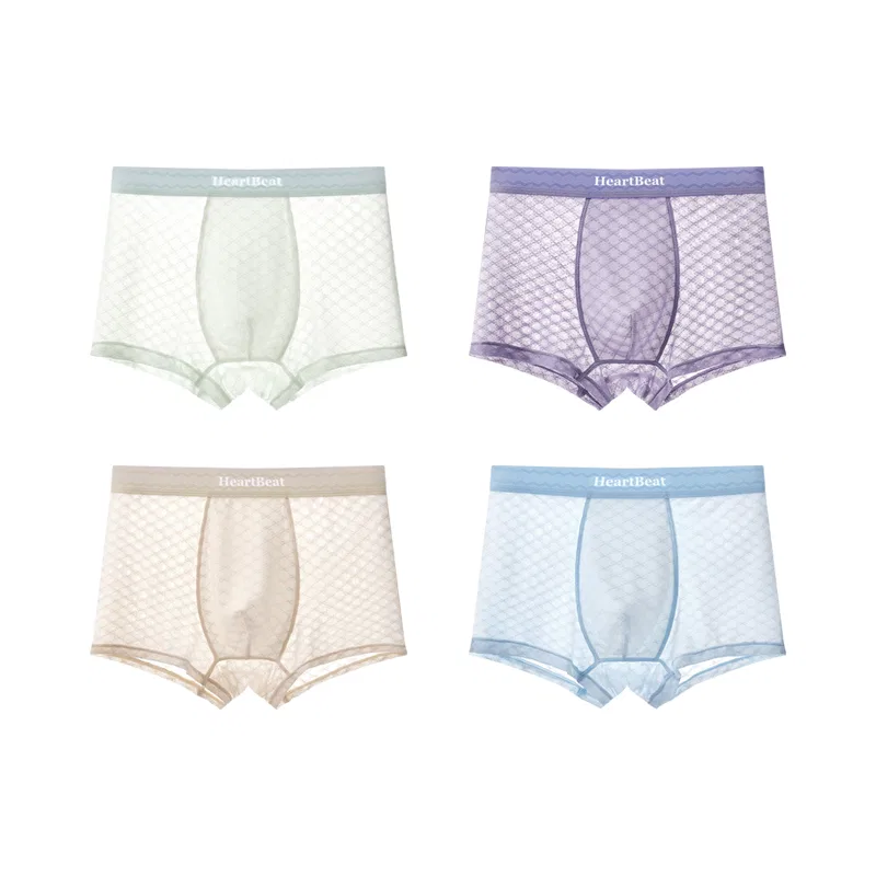 Детские боксеры для мальчиков из тенселя 4-пак Red bean, Light Coffee Blue Light Green Purple
