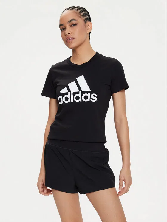 Футболка regular fit Essentials Logo Adidas, черный