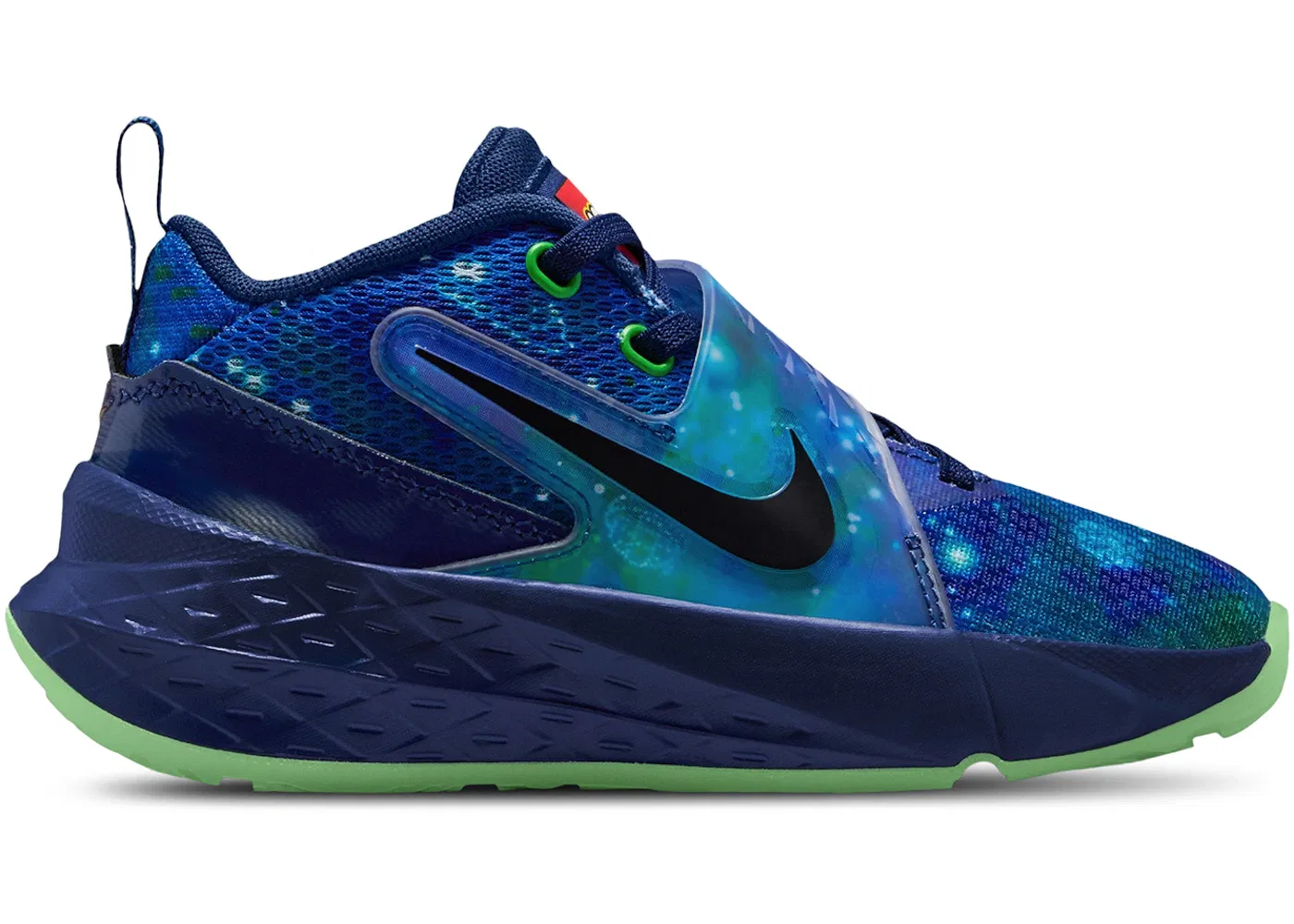 Детские кроссовки с принтом LEGO Nike Team Hustle D 12 Nike, Brave Blue/Black/Multi-Color/Green Strike