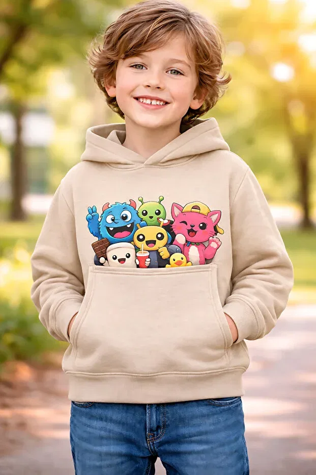 Детское худи для девочек с принтом Minion Characters Printed Artyus, Beige