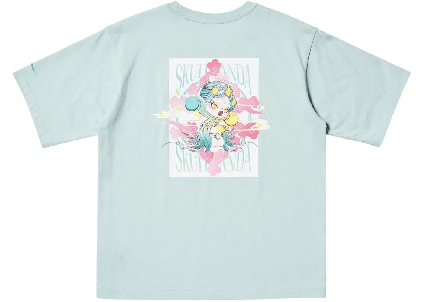 Женская футболка с принтом Uniqlo x POP MART SKULLPANDA, Green — фото 2