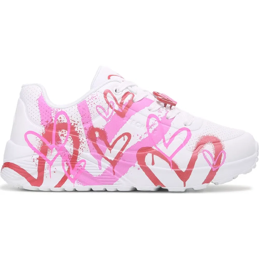 Детские кроссовки jgoldcrown street uno lite Skechers, White/Red/Pink Heart — фото 2