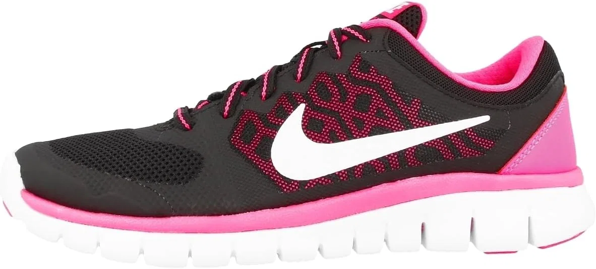 Детские кроссовки для девочек с принтом Flex Run Nike, Black/Pink Pow/White