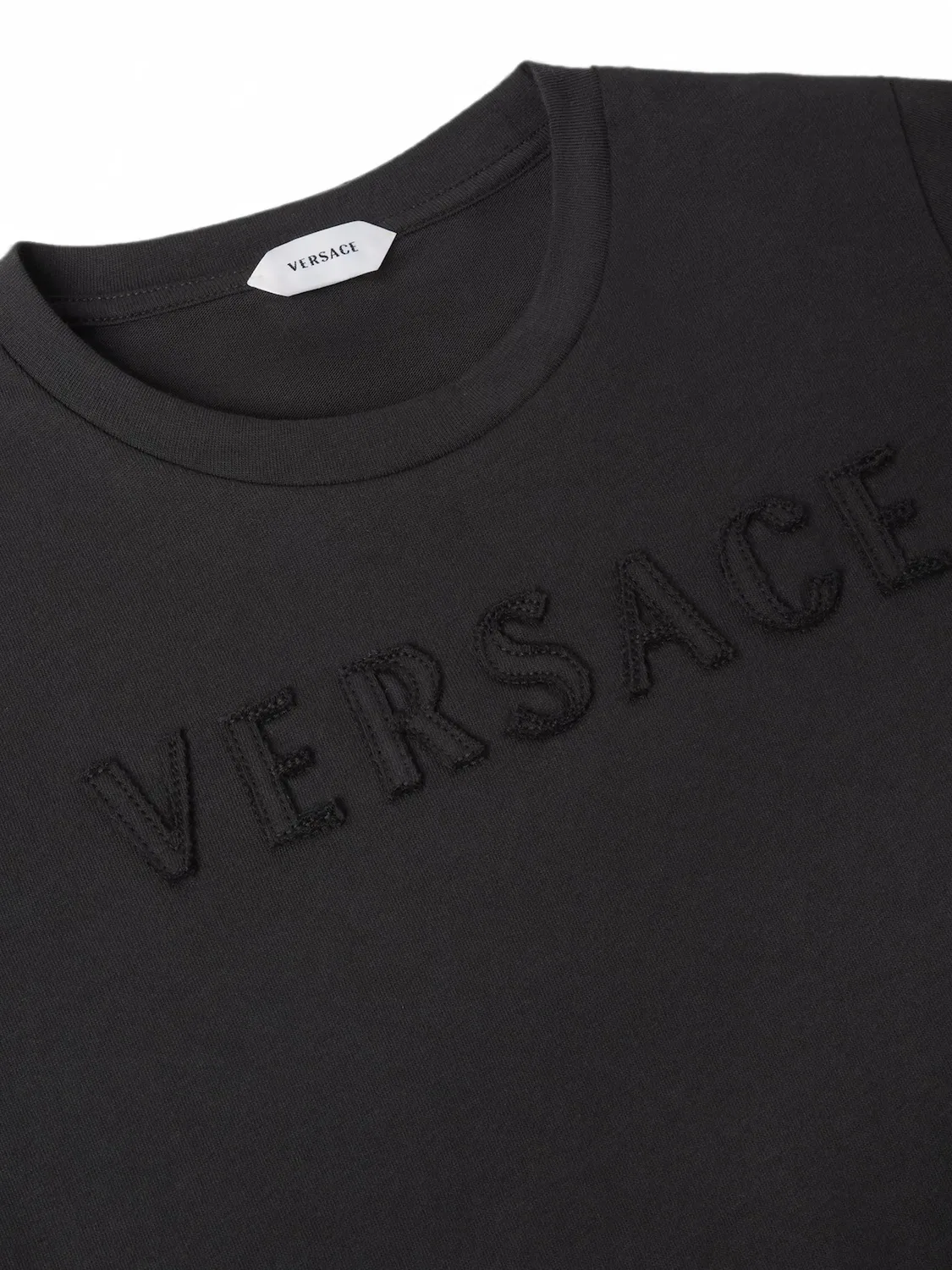 Футболка из джерси с вышитым логотипом Versace Kids, черный — фото 3