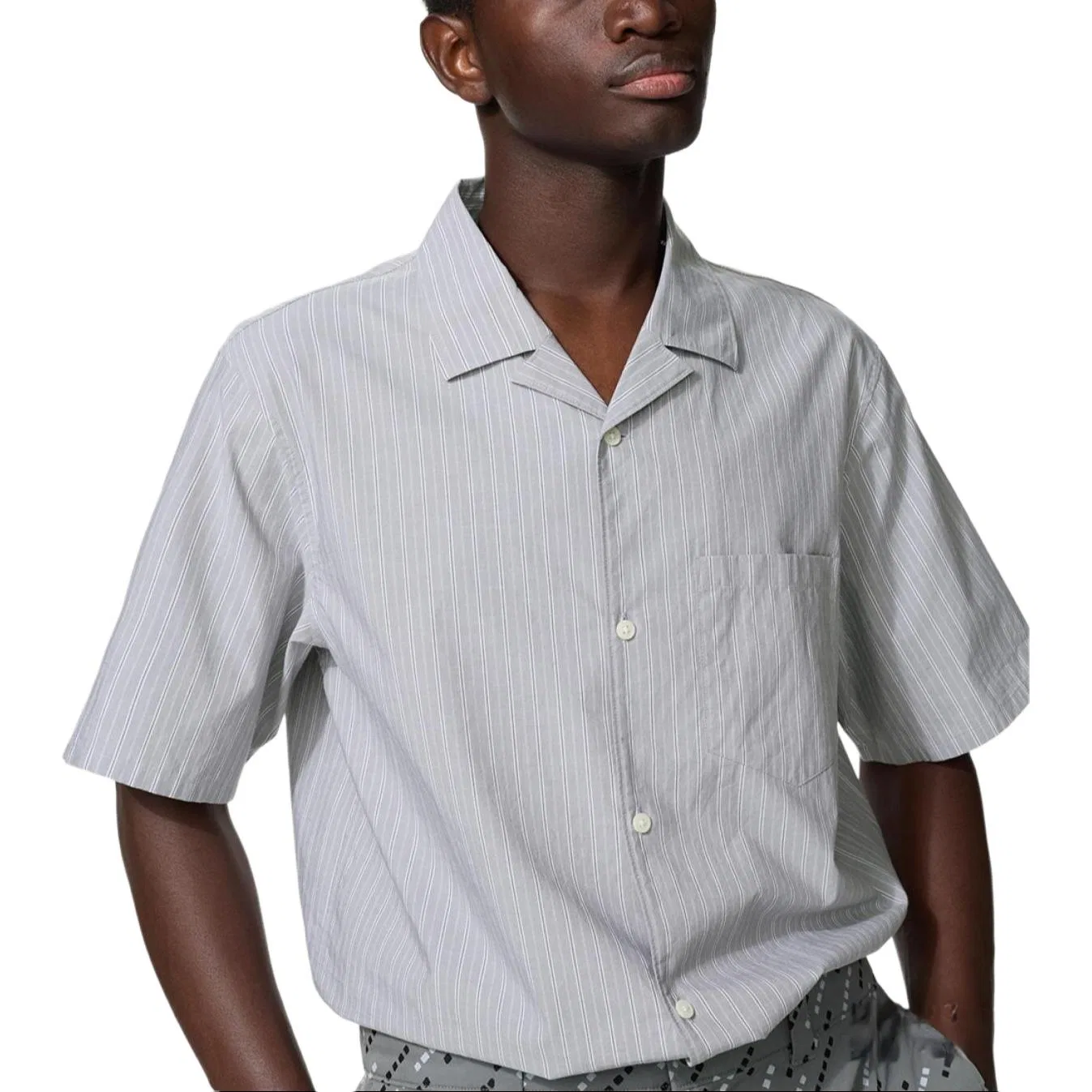Рубашка Cuban Collar Sky Gray, UNIQLO