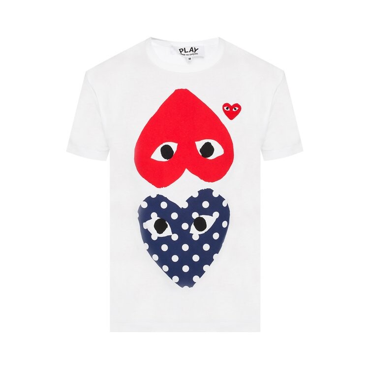 

Футболка Comme des Garçons PLAY Polka Dot Mix Heart T-Shirt 'White', белый