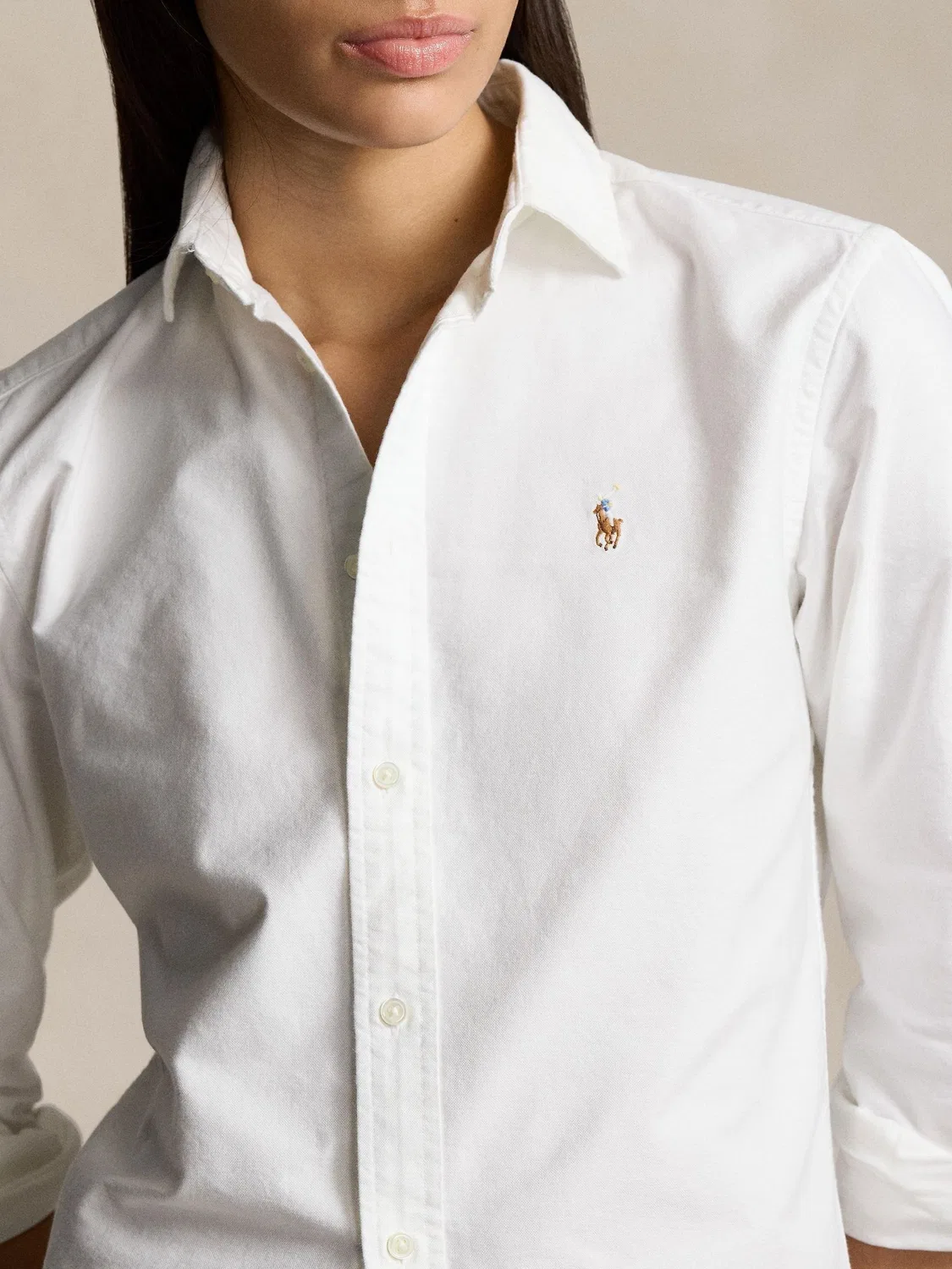 Рубашка оксфордская Slim Fit Polo Ralph Lauren, белый — фото 4