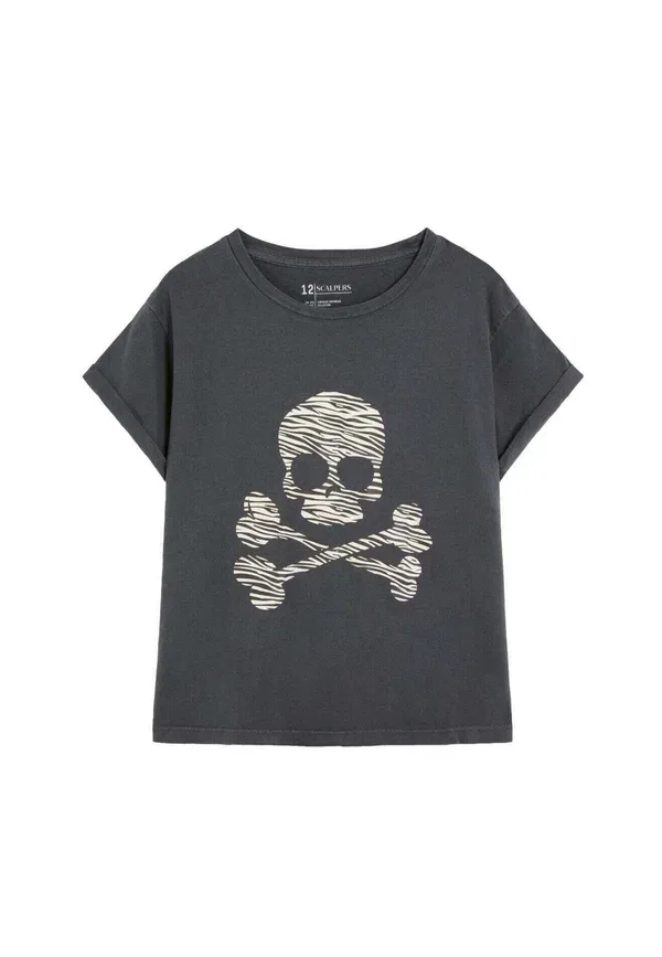 Футболка с принтом Zebra skull tee girls, Scalpers, anthracite, антрацит — фото 4