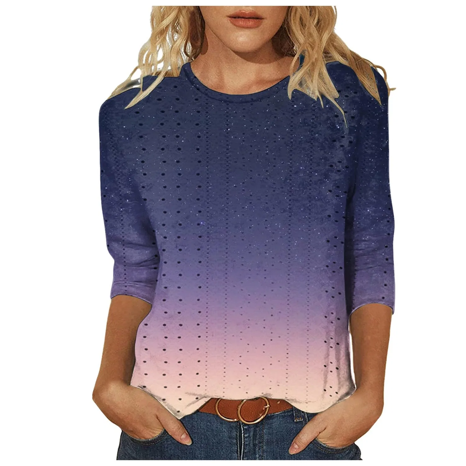 Женская футболка с длинным рукавом Nightgown Cotton Plush T-Shirts, 5-dark Purple