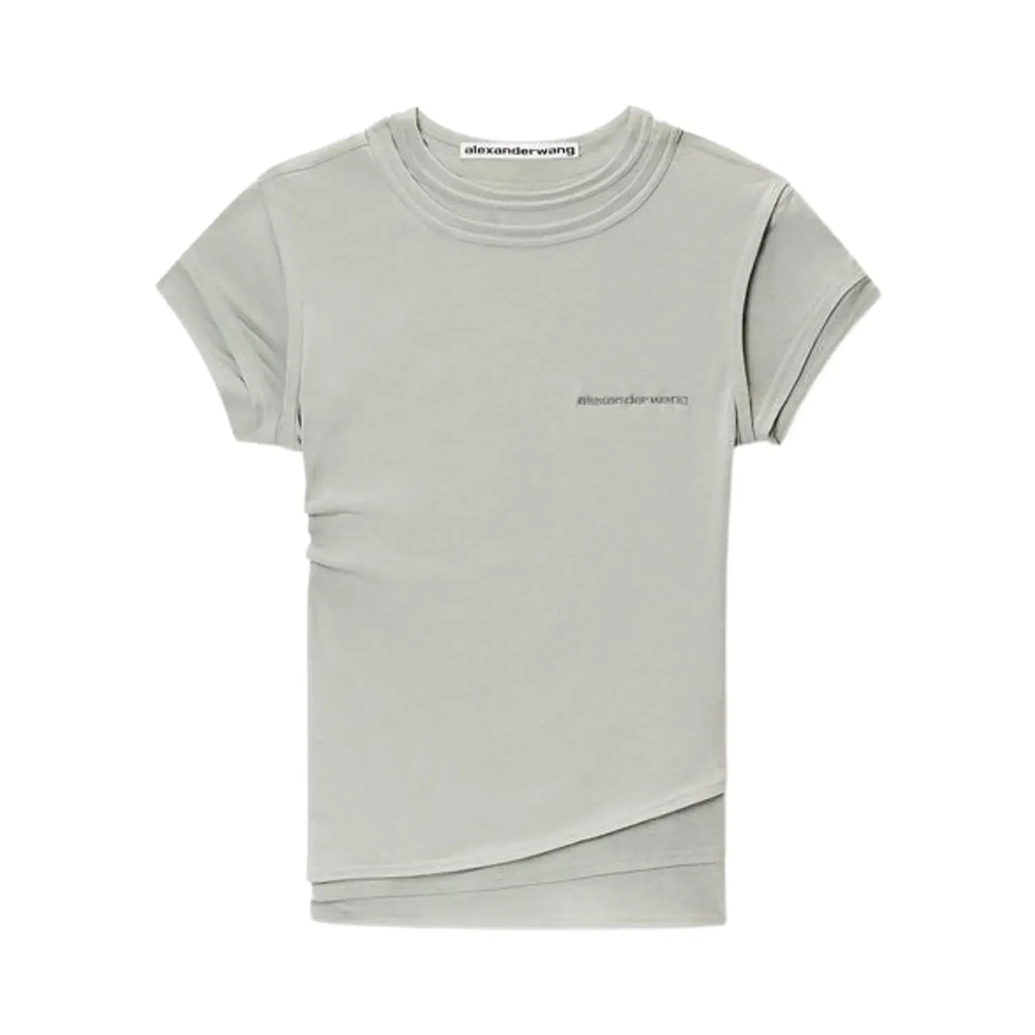 Топ Alexander Wang Layered Short-Sleeve, зеленый