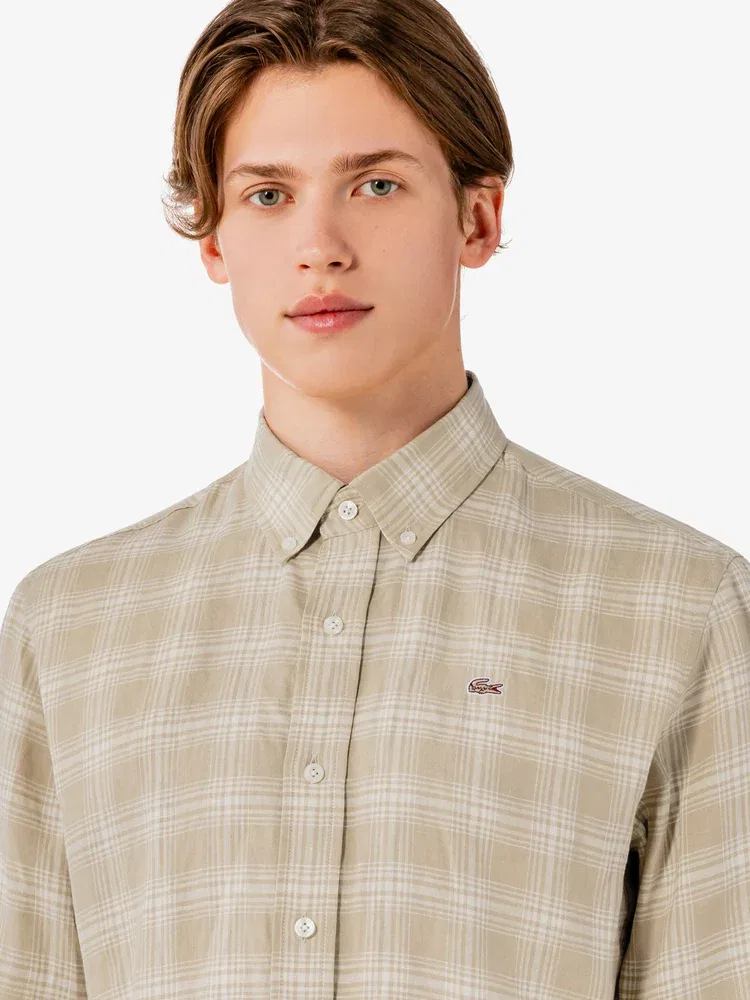 Мужская рубашка с большим клетчатым узором CH739E LACOSTE, Beige — фото 2