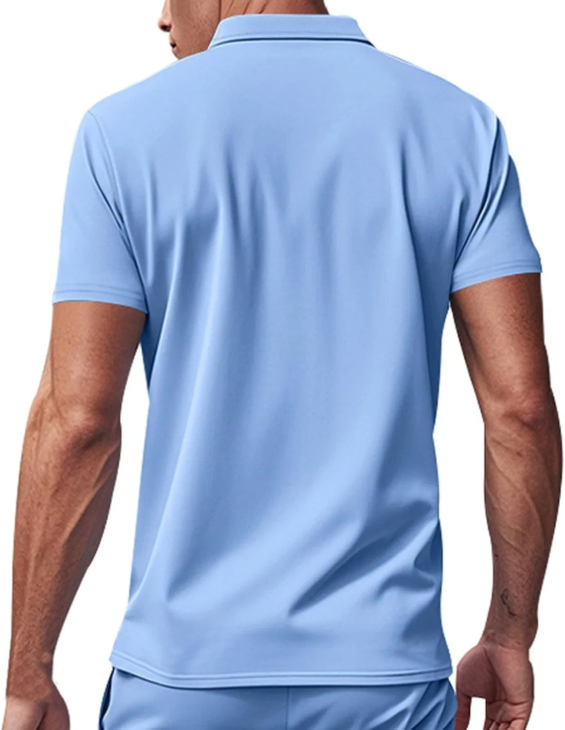 Мужская футболка с отложным воротником Generic, Light Blue — фото 2