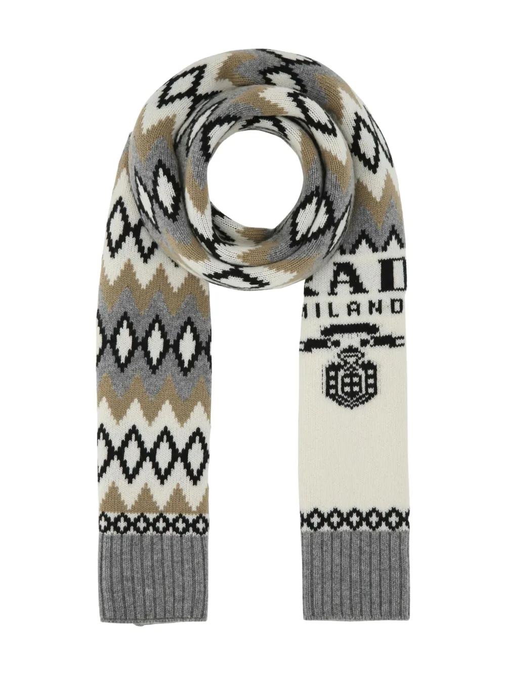 

Кашемировый шарф с геометрическим узором Prada, нейтральный