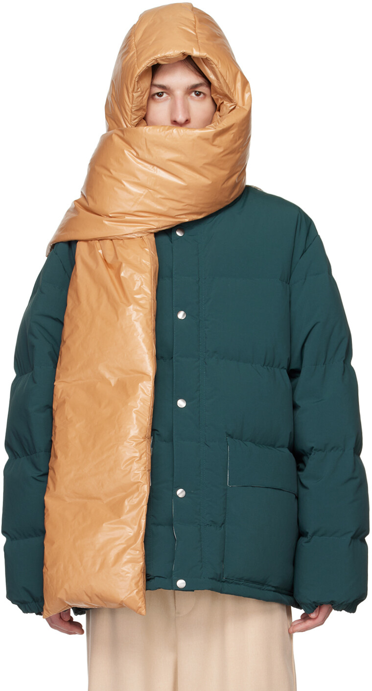 

Пуховик SSENSE Exclusive Beige Hood с капюшоном Jil Sander