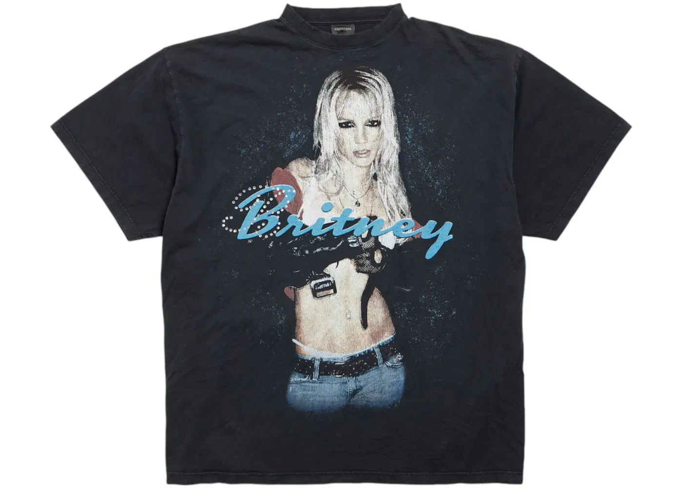 Мужская футболка оверсайз с принтом Balenciaga Music Britney Spears Series Oversized T-shirt Balenciaga, Faded Black/Blue
