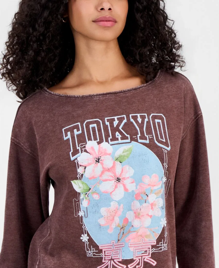 Свитшот с графическим принтом Tokyo Flower Rebellious One, Shaved Chocolate — фото 3