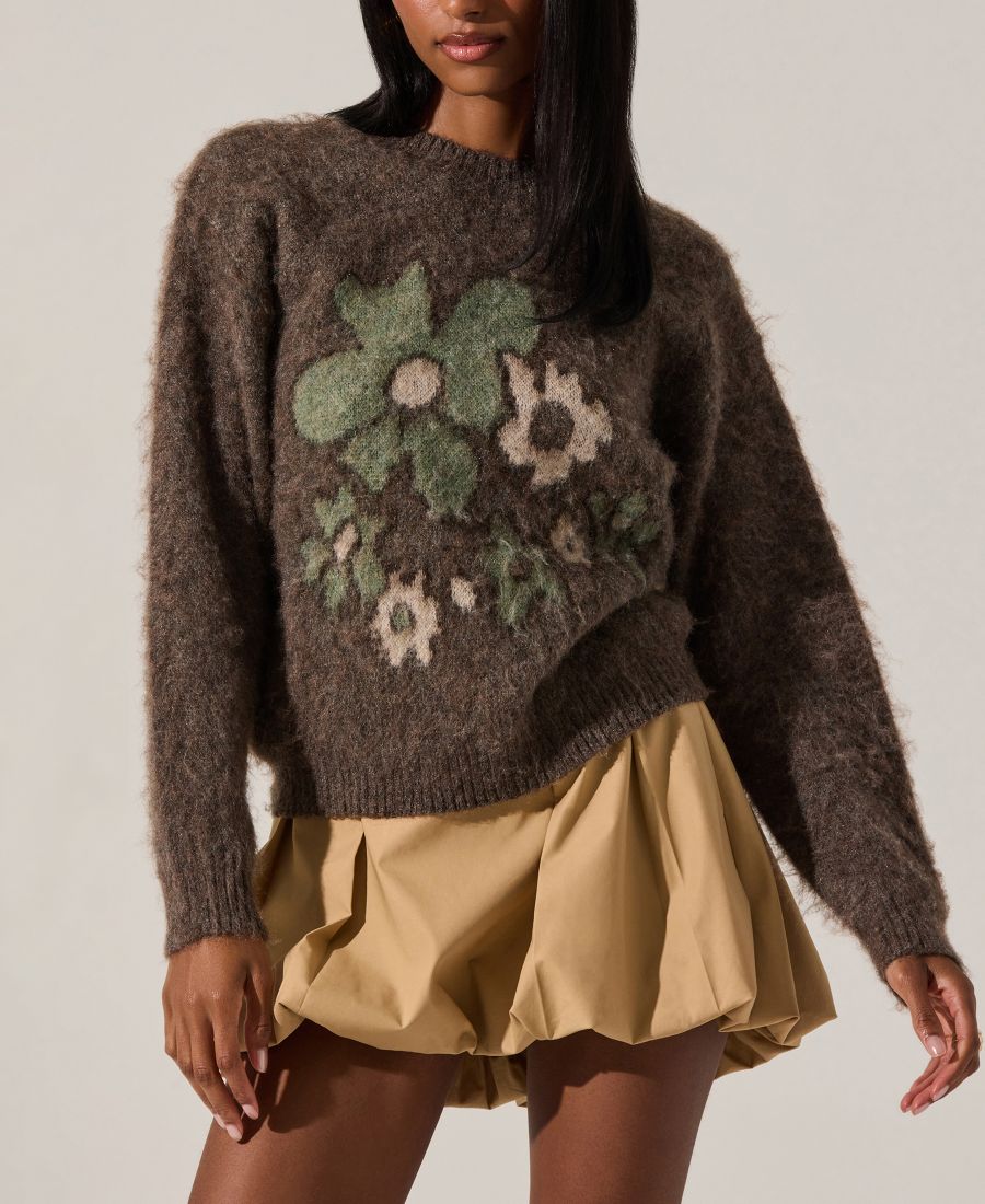 

Женский свитер с длинными рукавами Conetta ASTR the Label, Brown Green Floral