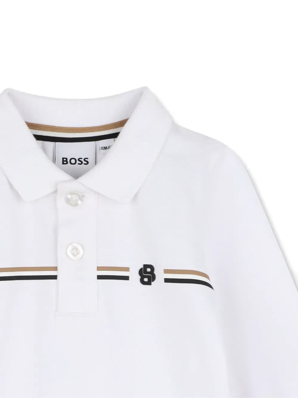 Рубашка поло с длинными рукавами и логотипом Boss Kidswear, белый — фото 3