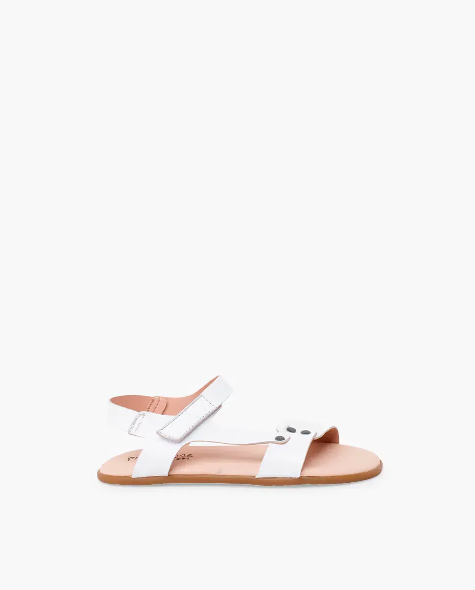 Детские сандалии для девочек barefoot с заклепками Pisamonas, Blanco