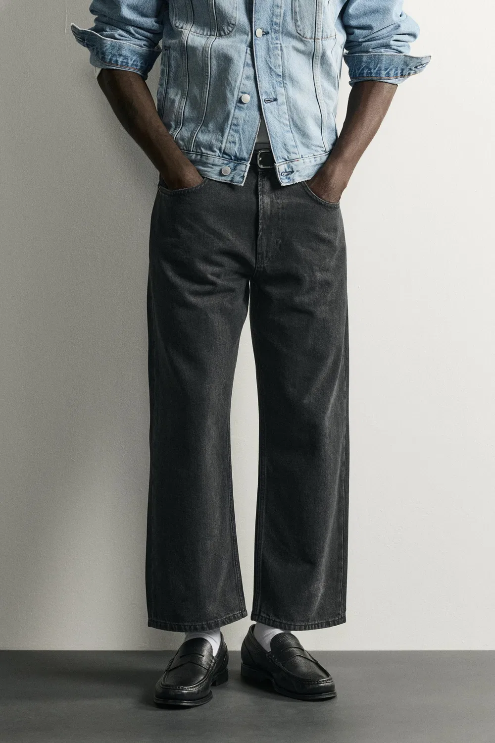 Свободные укороченные джинсы ZARA, Charcoal — фото 2
