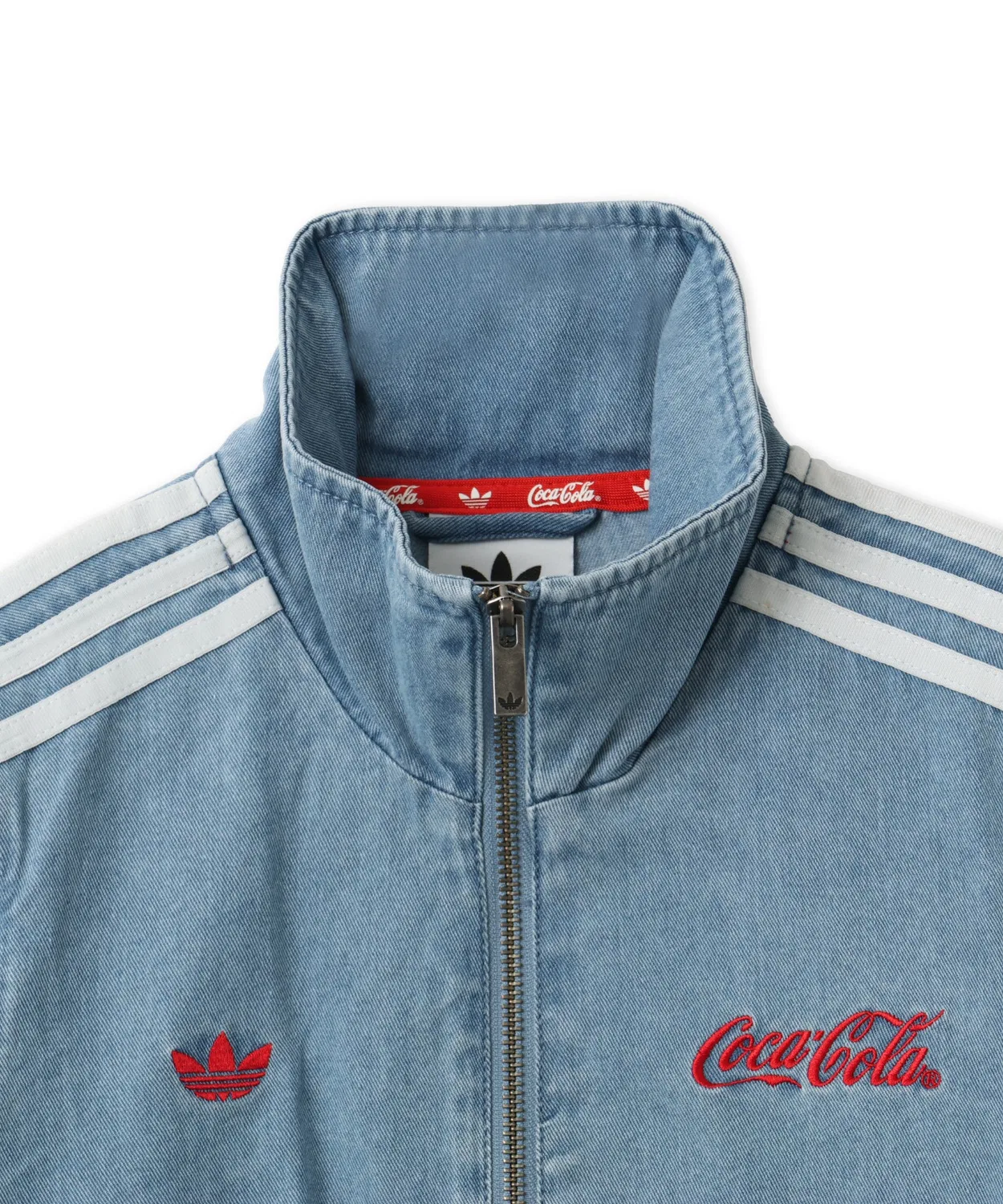 Женская джинсовая куртка с принтом Firebird Reg Denim Track Top, Adidas, Light Indigo Blue — фото 4