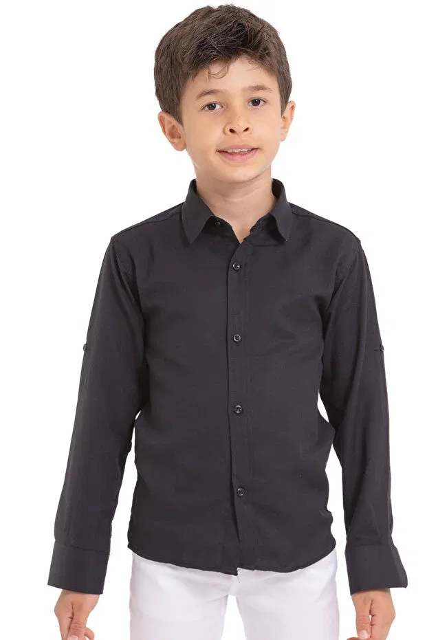 Детская рубашка для мальчиков из оксфорда Redbug Kids, Black — фото 2