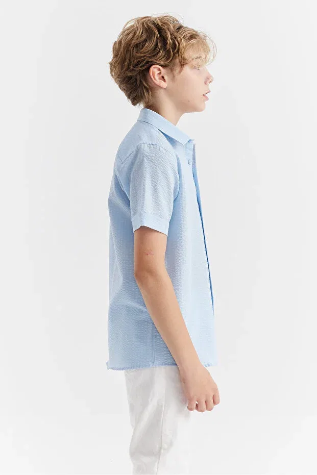 Детская рубашка для мальчиков текстурированная Paulmark, Light Blue — фото 3