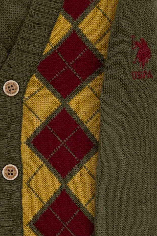 Детский кардиган для мальчиков хлопковый U.S. Polo Assn., Khaki — фото 4