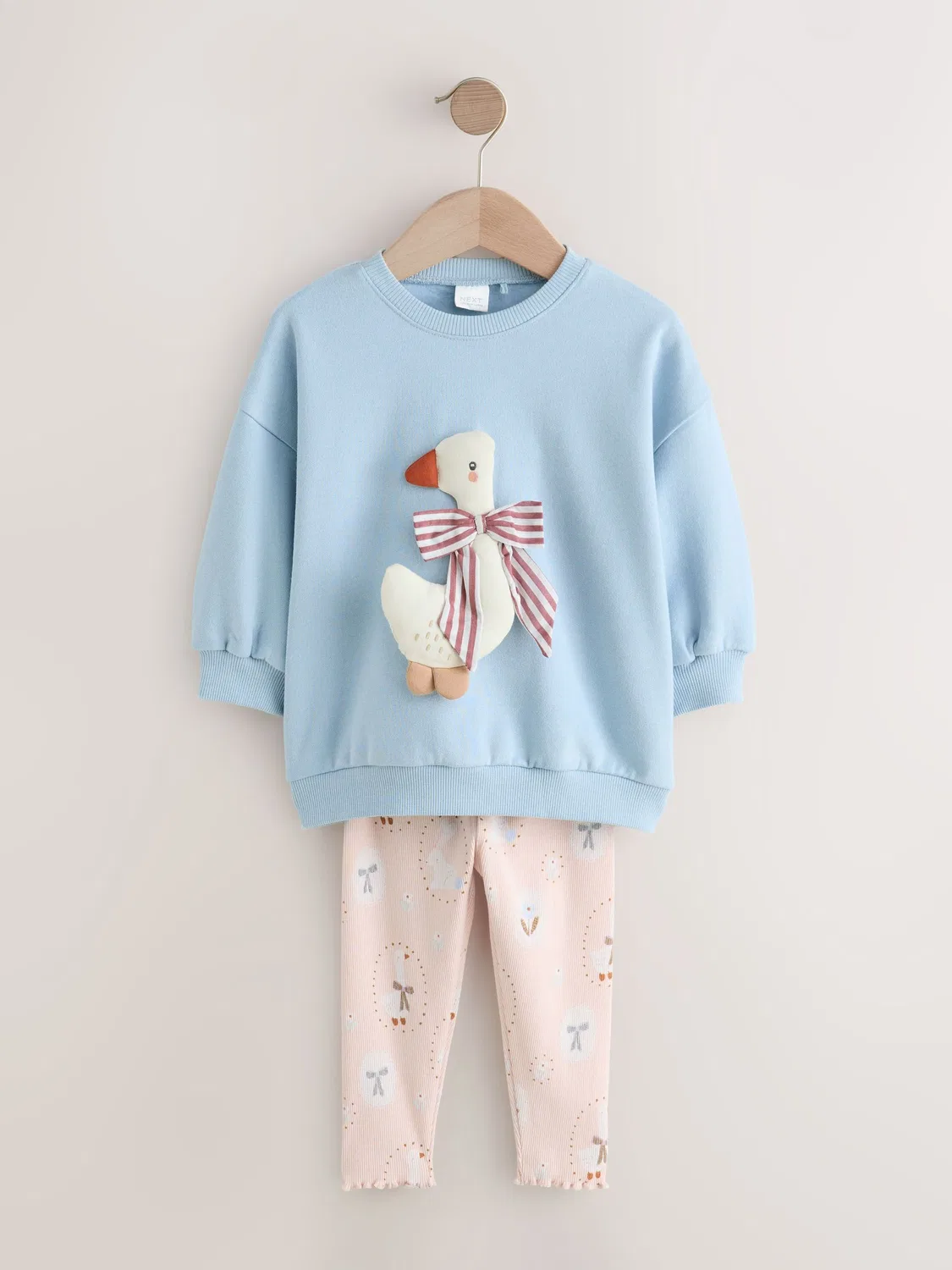 Комплект из свитшота и леггинсов с уточками и бантом, Blue Bow Duck Next, синий — фото 4