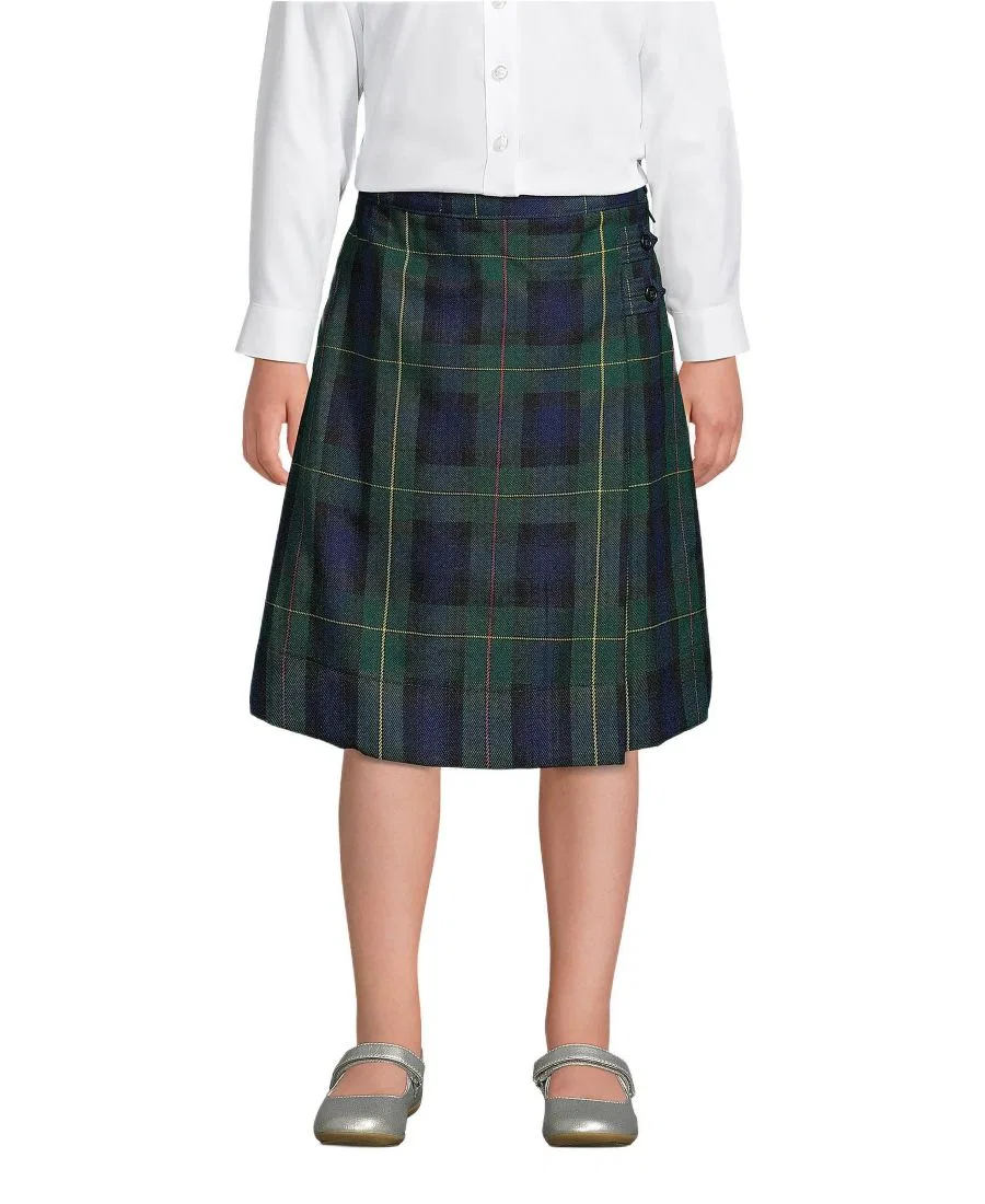 Юбка-шорты плиссированная с принтом Lands' End, Plaid Hunter/Classic Navy