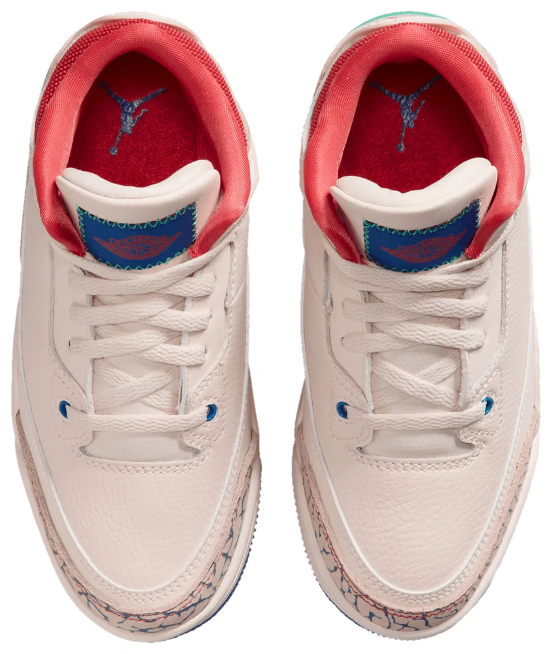 Детские кроссовки для мальчиков с кожаным верхом Jordan Retro 3 Jordan, White/Red/Green — фото 4