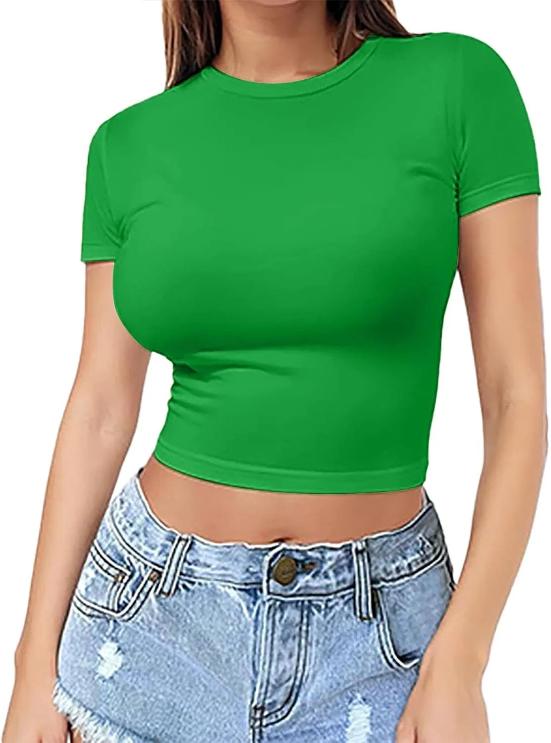 Женская облегающая футболка с коротким рукавом Henley Shirt Generic, Green