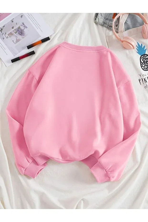 Детские свитшот для девочек хлопковый с принтом Los Angeles Serays Moda, Pink — фото 2