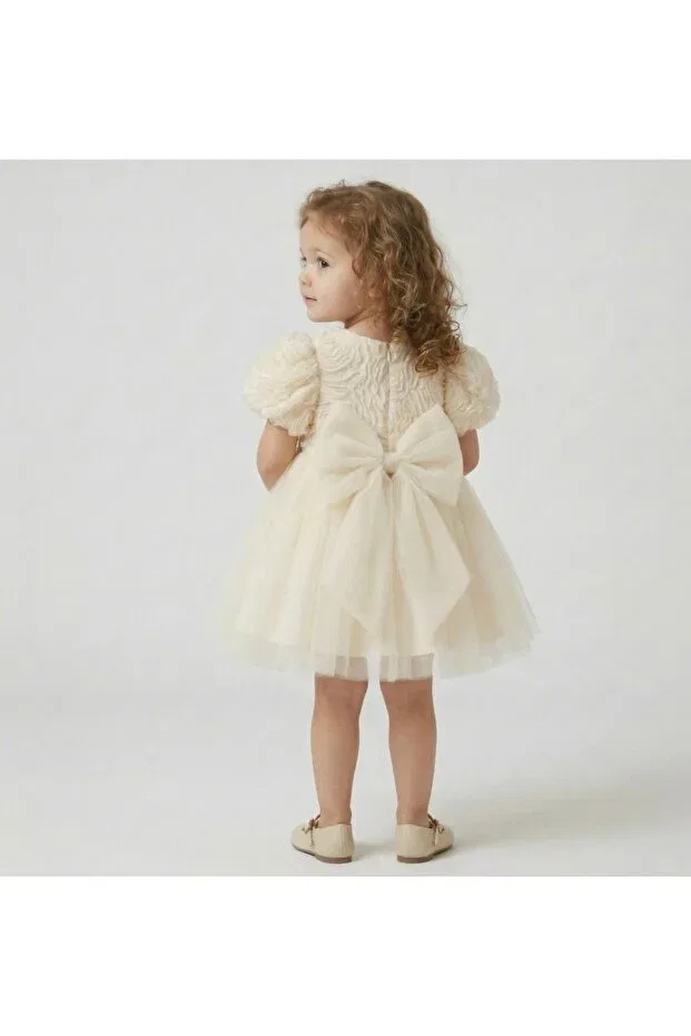 Детское платье для девочек с принтом Floral Tulle Birthday Party Dress Mono Kids, Ecru — фото 2