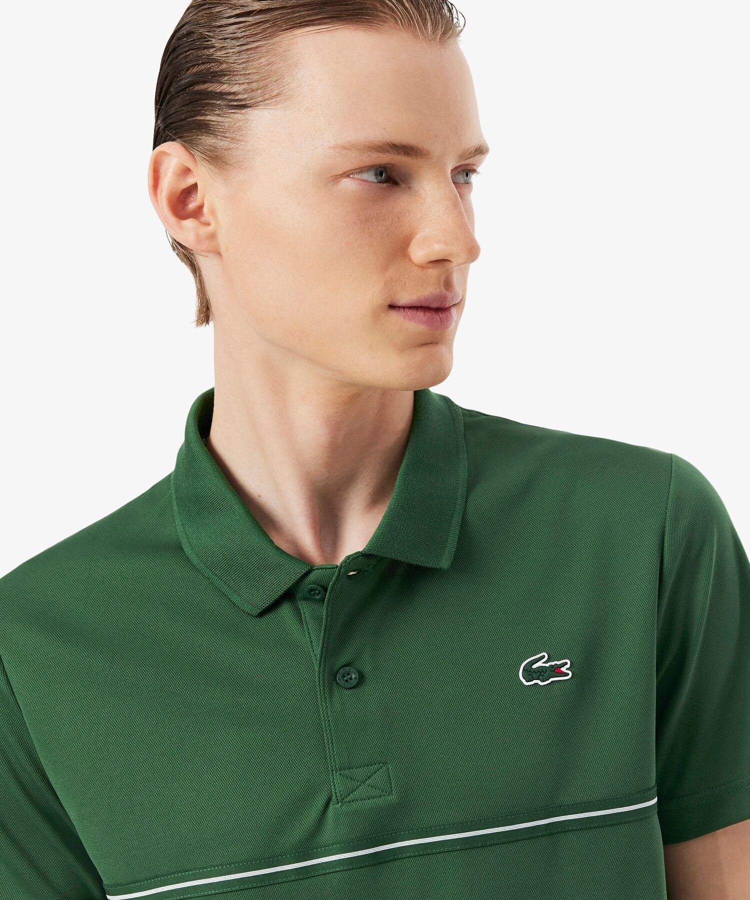Поло-рубашка LACOSTE с принтом на спинке, зеленая — фото 3