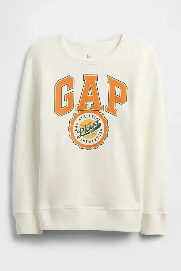 Детское для девочек свитшот с принтом V-Fa logo Gap, Cream