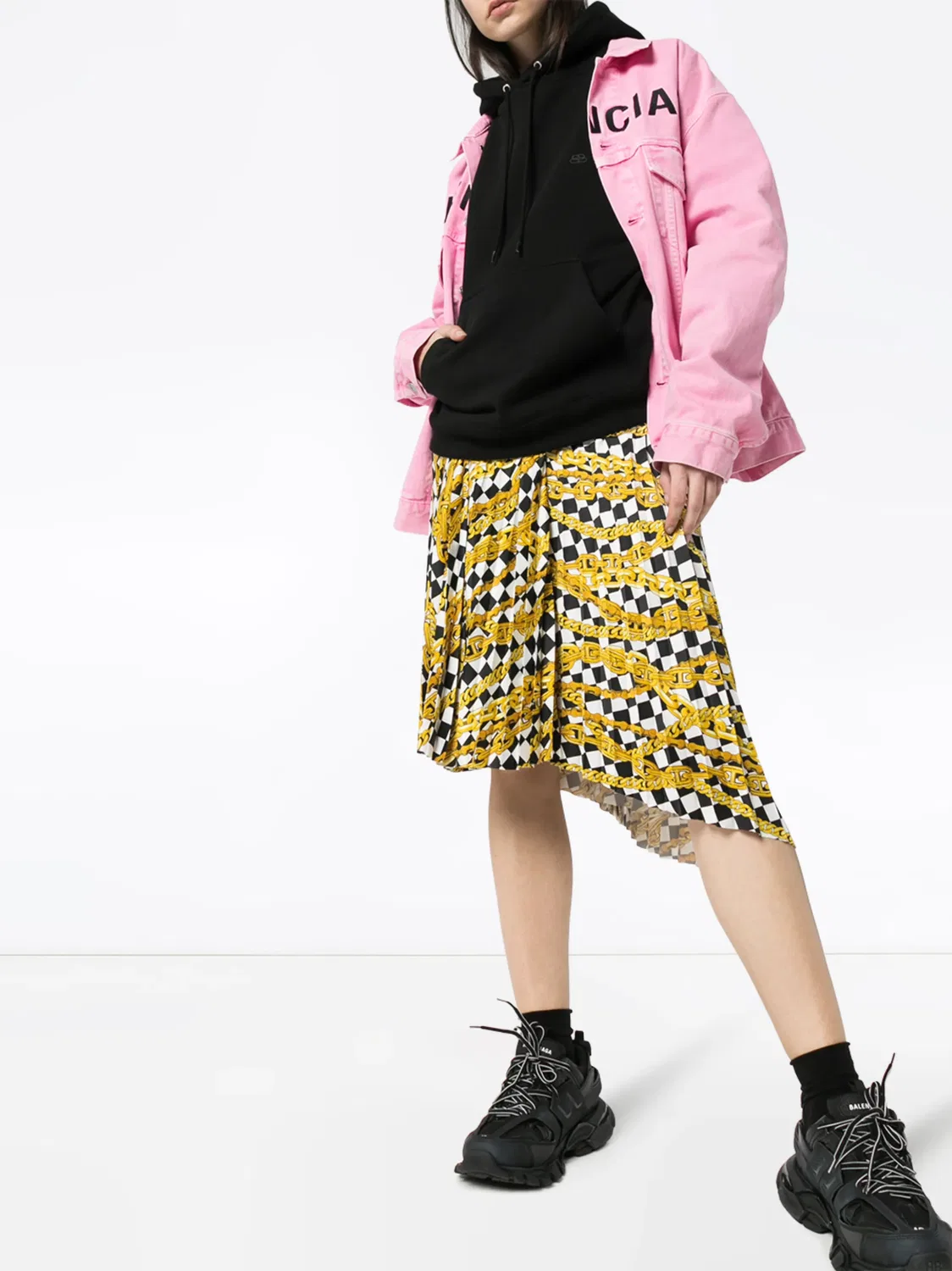 Плиссированная юбка асимметричного кроя Balenciaga, белый — фото 2