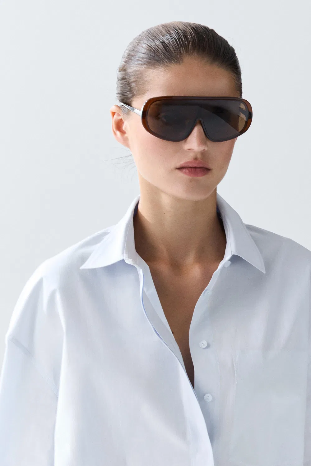 Рубашка Massimo Dutti, с карманом, небесно-голубой — фото 4