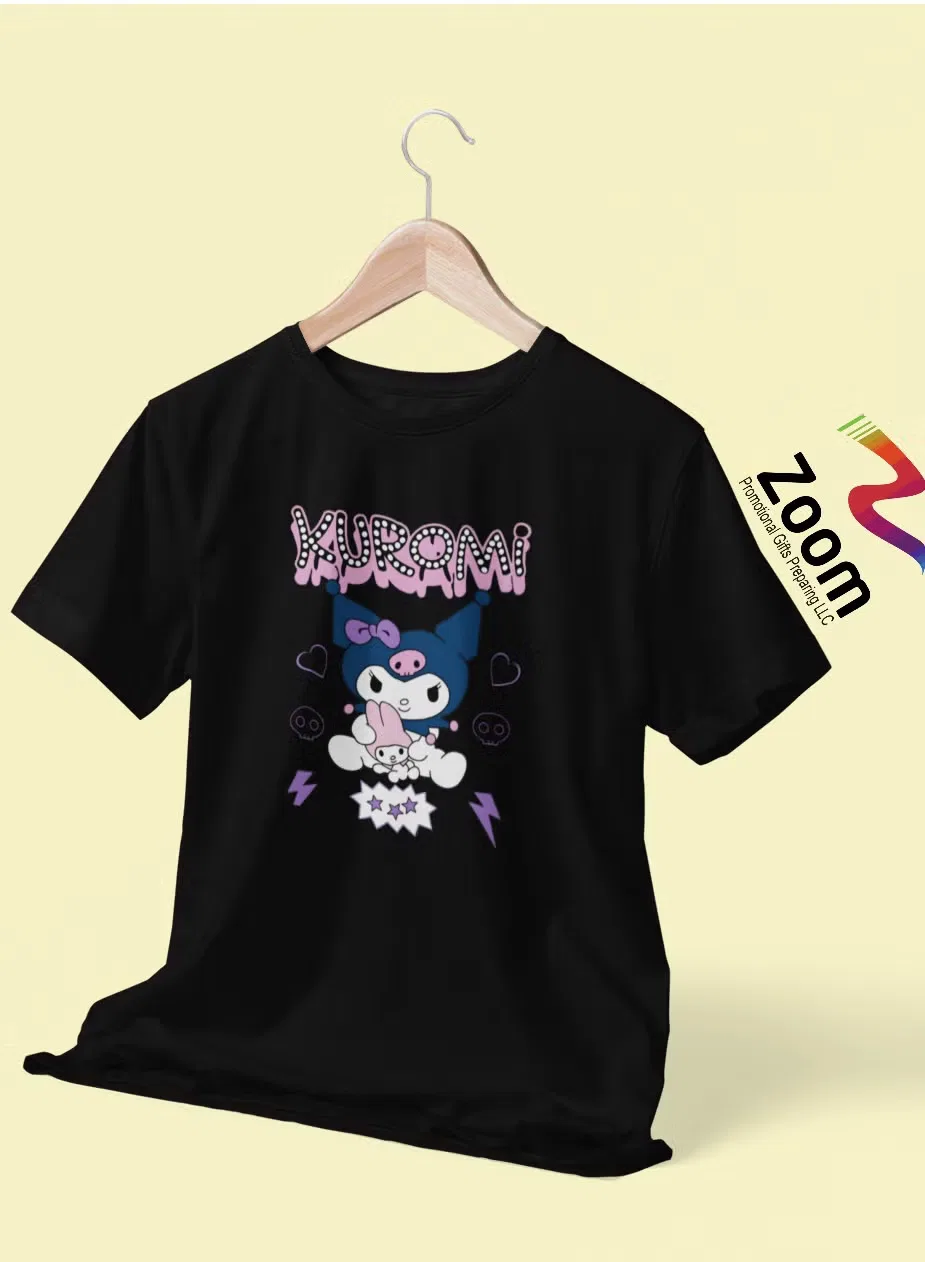 Футболка с принтом Kawaii Kuromi Sanrio Zoom, черный