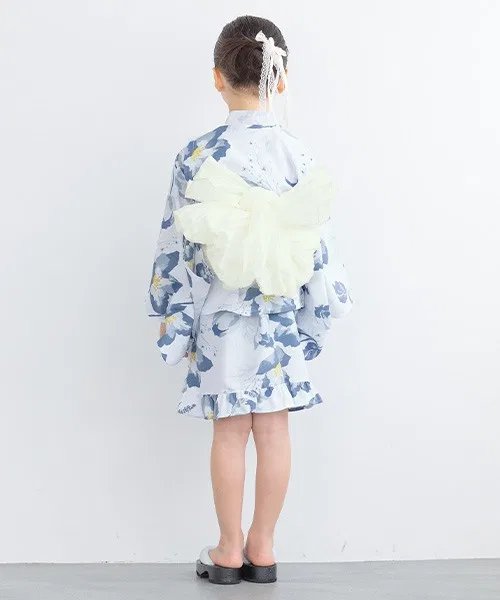 Детский пояс оби для кимоно с принтом, модель Reversible Heko Obi SOUBIEN, Beige — фото 4
