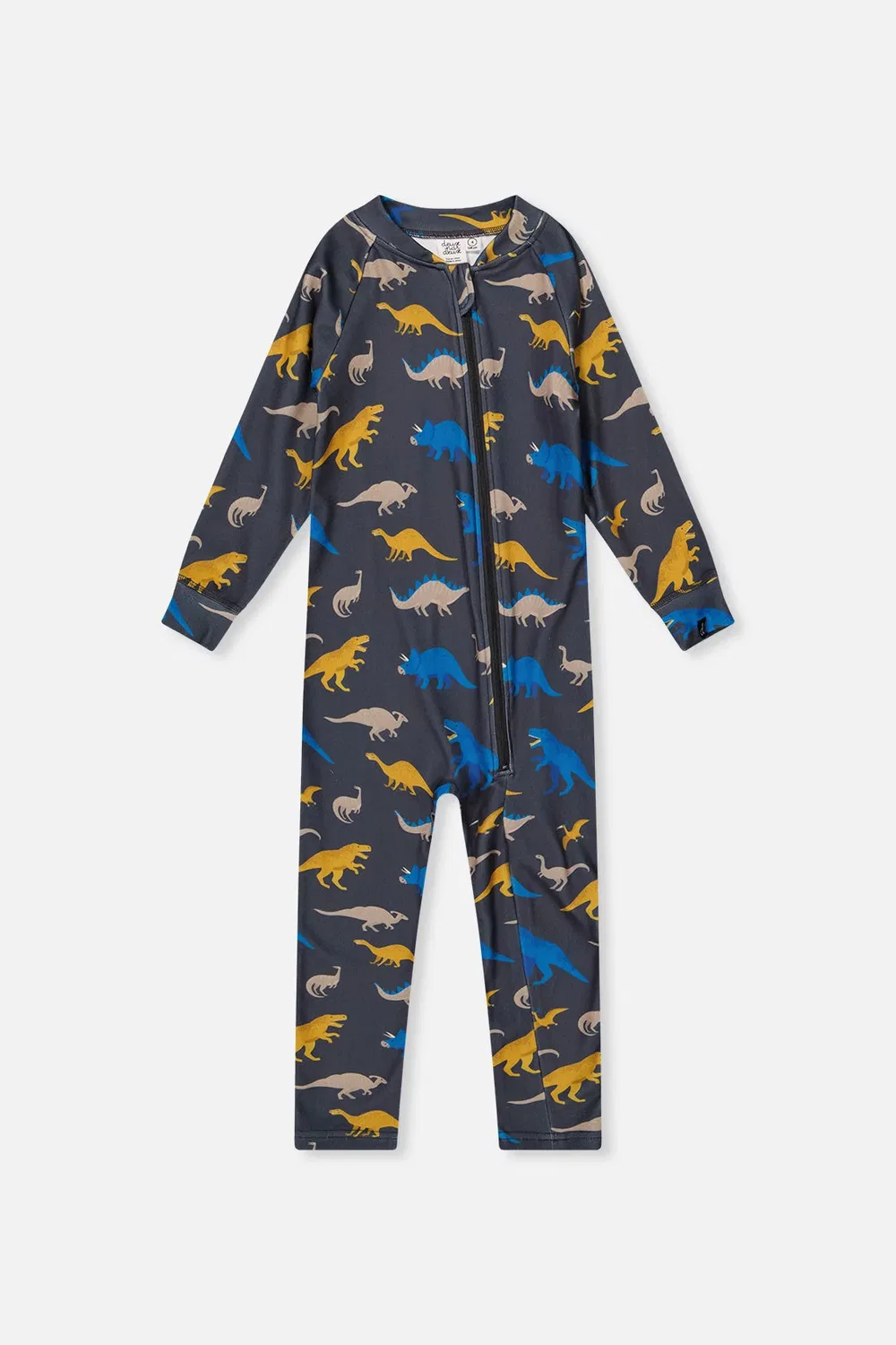 Детский комбинезон-термобелье с принтом динозавров Deux par Deux, Grey and Blue Dinosaur Print