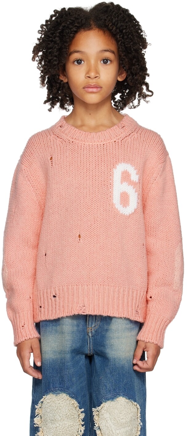

Детский розовый рваный свитер MM6 Maison Margiela