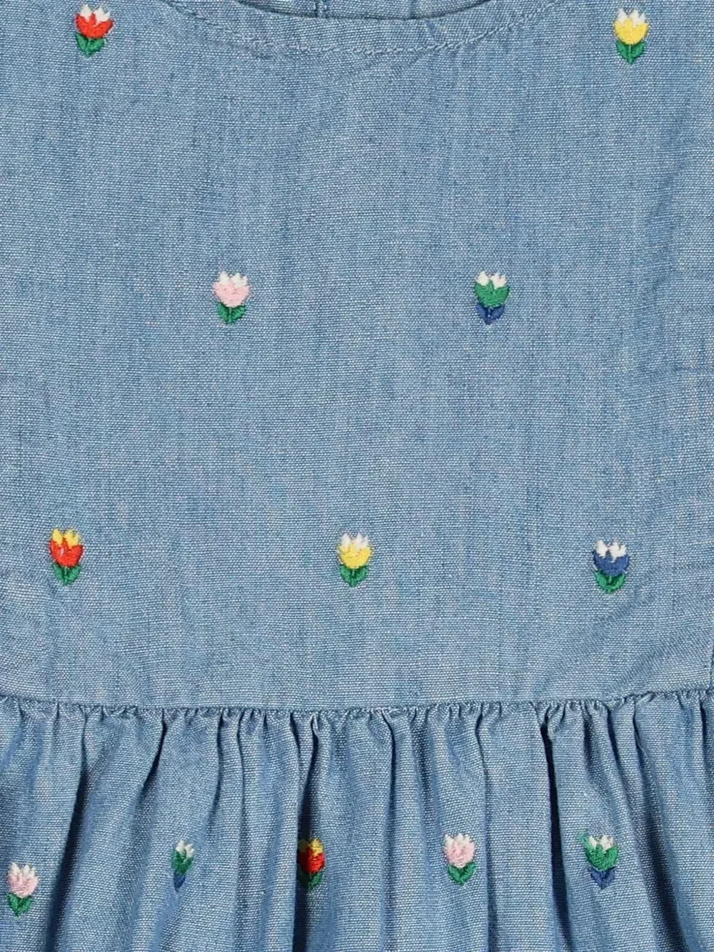 Платье с вышивкой и рукавами-фонариками Stella Mccartney Kids, синий — фото 3