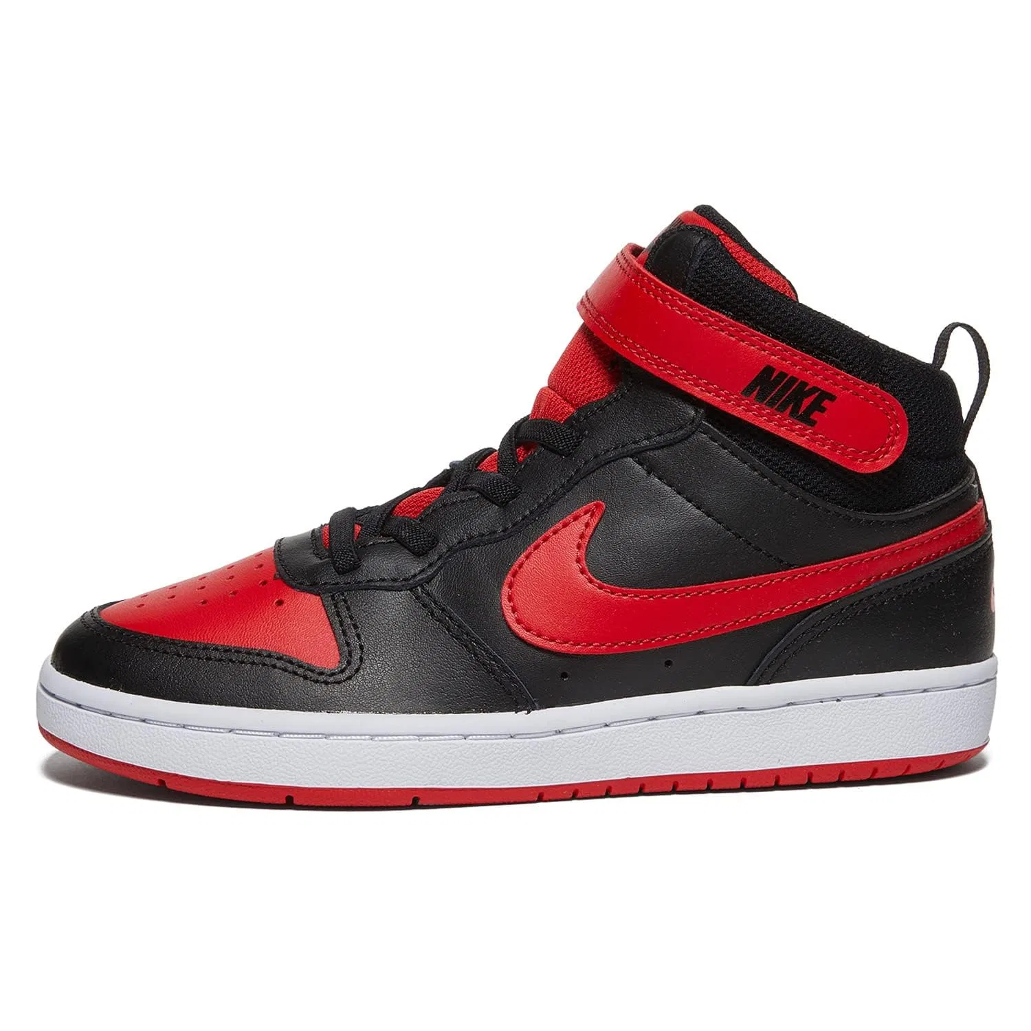 Детские кроссовки для мальчиков с закрытым носком Court Borough Mid 2 NIKE, Black University Red White