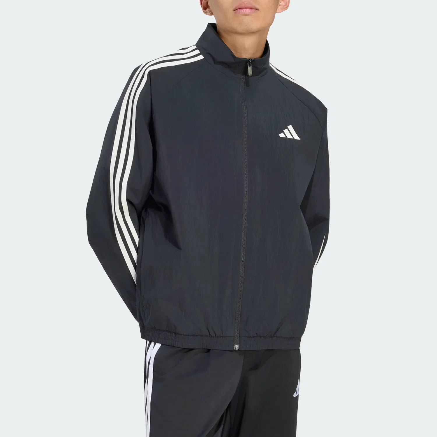 Мужская куртка с воротником-стойкой Black Stand Collar Moderate Adidas, Black — фото 4